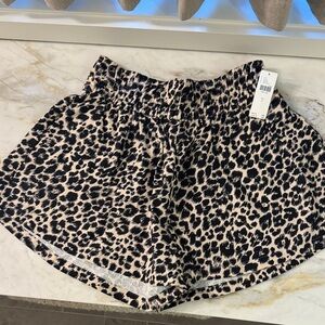 Anthropologie Black and Cream Leopard High Waist Shorts